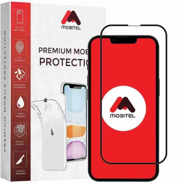 Mobitel Full Coverage Tempered Glass Screen Protector for iPhone 13 Pro Max, 14 Plus